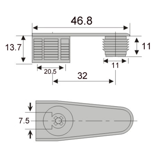 desenho técnico Conector de Prateleira 20,5mm